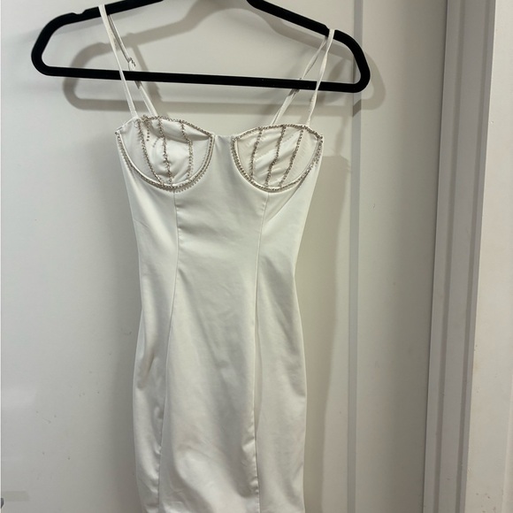 Bershka White Mini Dress with Silver Accents 4 for $20 - Picture 1 of 5